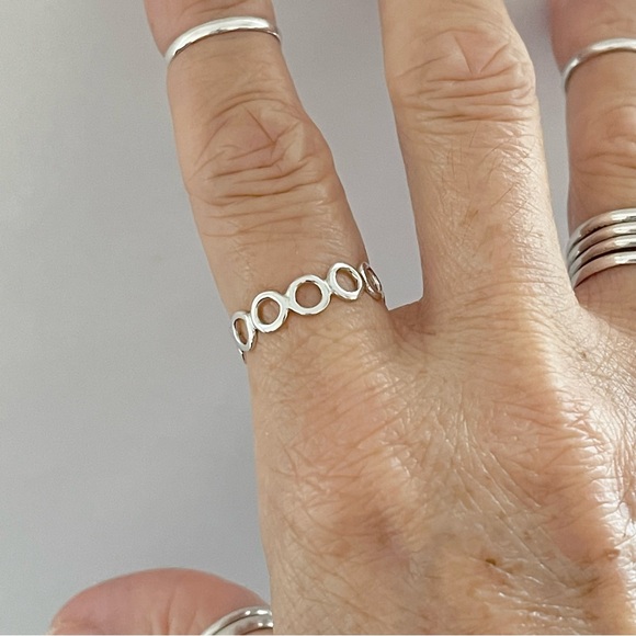 Sterling Silver Thin Small Eternity Open Circle Band, Halo Ring, Silver Rings - Picture 2 of 12